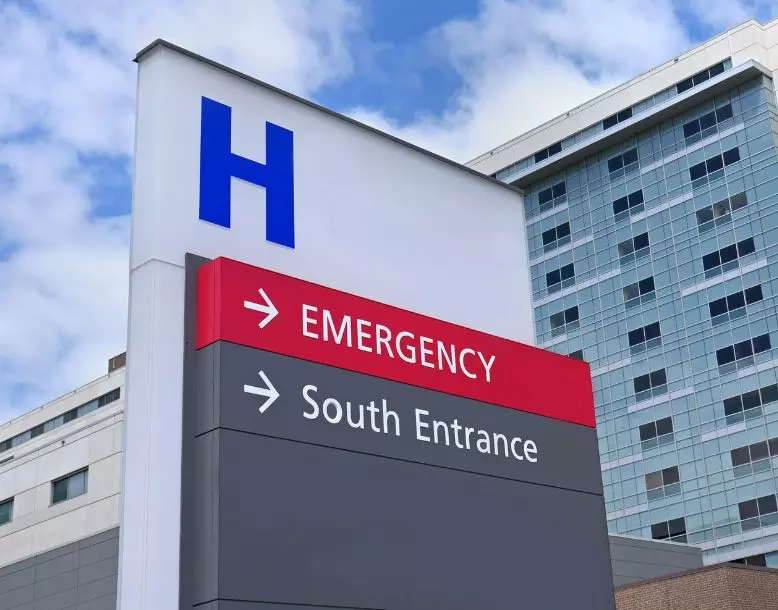 A generic hospital entrance sign
